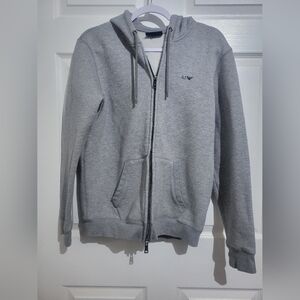 Armani jeans zip up gray hoodie